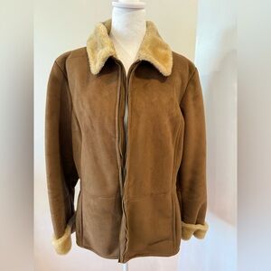 Covington Faux Suede Jacket with Fur Collar and Cuffs